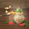 White Marble Kalash Indian Mini Mangal Kalash Decorated Coconut for Wedding Shagun Decorative Nariyal for Wedding Pooja Indian Festival Housewarming Gifts (3 Inches)